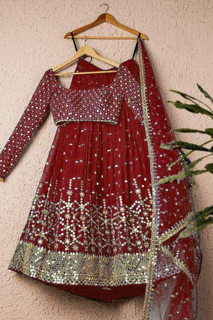 Maroon Georgette Embroidery Lehenga Choli NCLC10210151