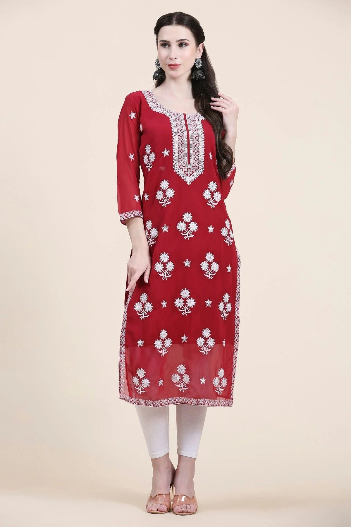 Maroon Georgette Kurti NCKR11112042