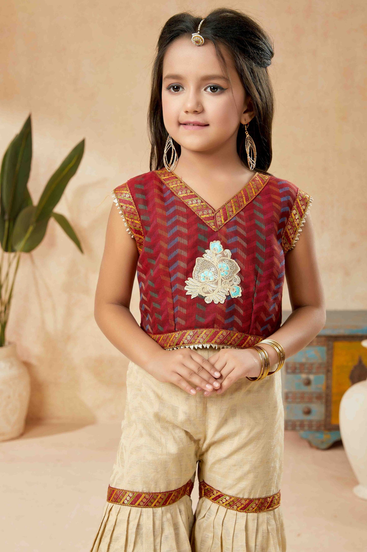 Maroon Handloom Silk Sharara Suit NCGW10710819
