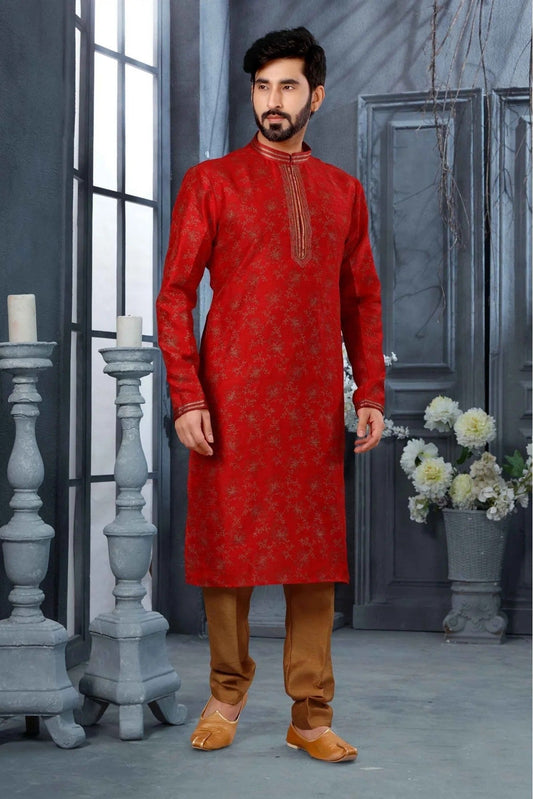 Maroon Kurta Pajama In Silk NCKP10410686