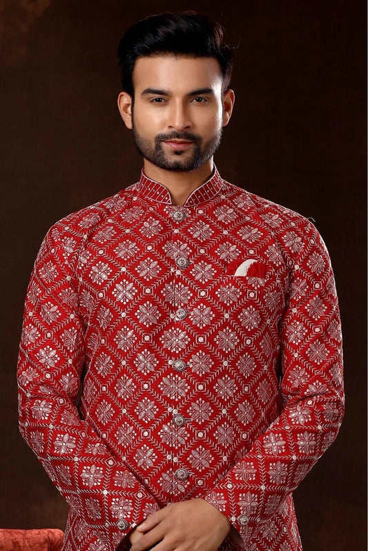Maroon Lucknowi Sherwani NCSH10410466