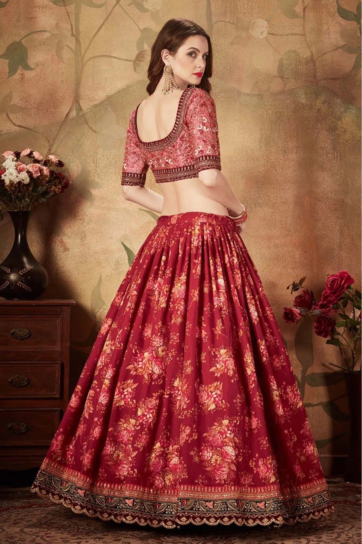 Maroon Organza Lehenga Choli NCLC10110320
