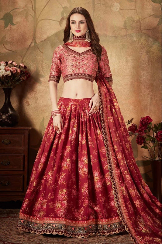 Maroon Organza Lehenga Choli NCLC10110320