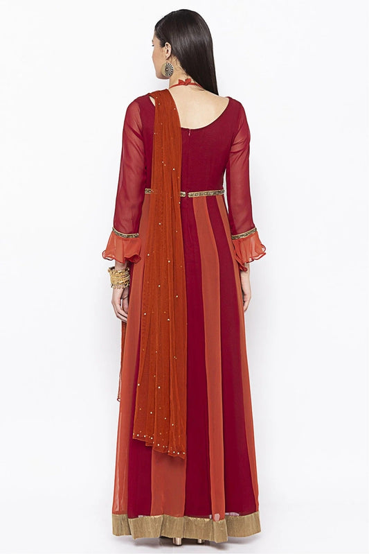 Maroon Plus Size Georgette Embroidery Anarkali Suit NCSS10710632