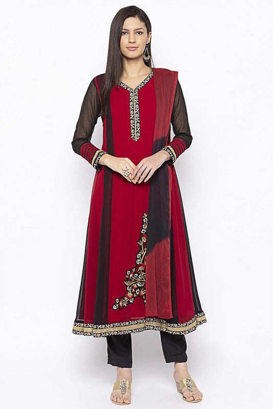 Maroon Plus Size Georgette Embroidery Anarkali Suit NCSS10710647