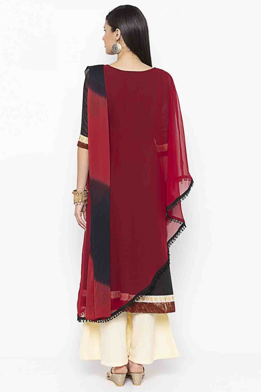 Maroon Plus Size Georgette Embroidery Palazzo Pant Suit NCSS10710654