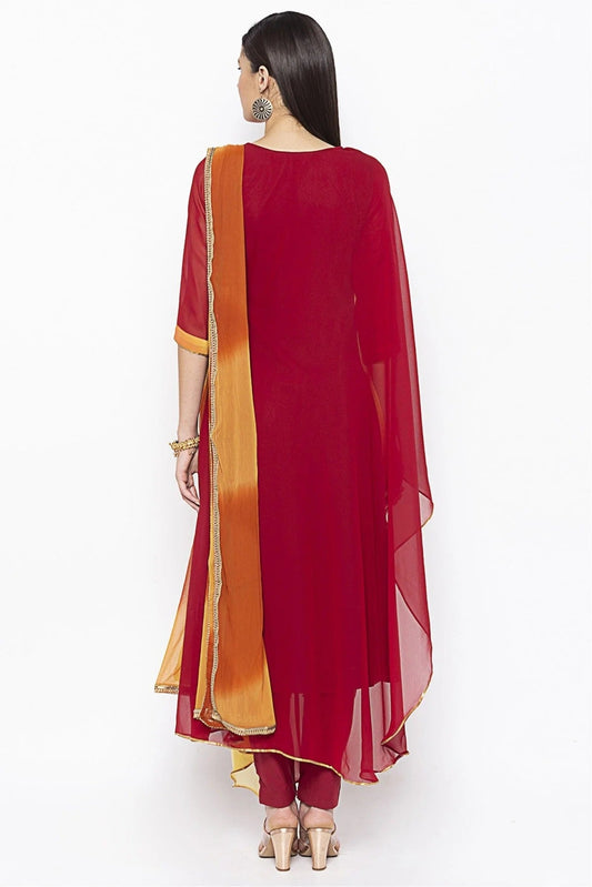 Maroon Plus Size Stitched Georgette Embroidery Pant Style Suit NCSS10710597