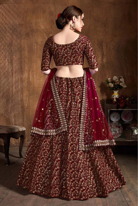 Maroon Raw Silk Lehenga Choli NCLC10110301