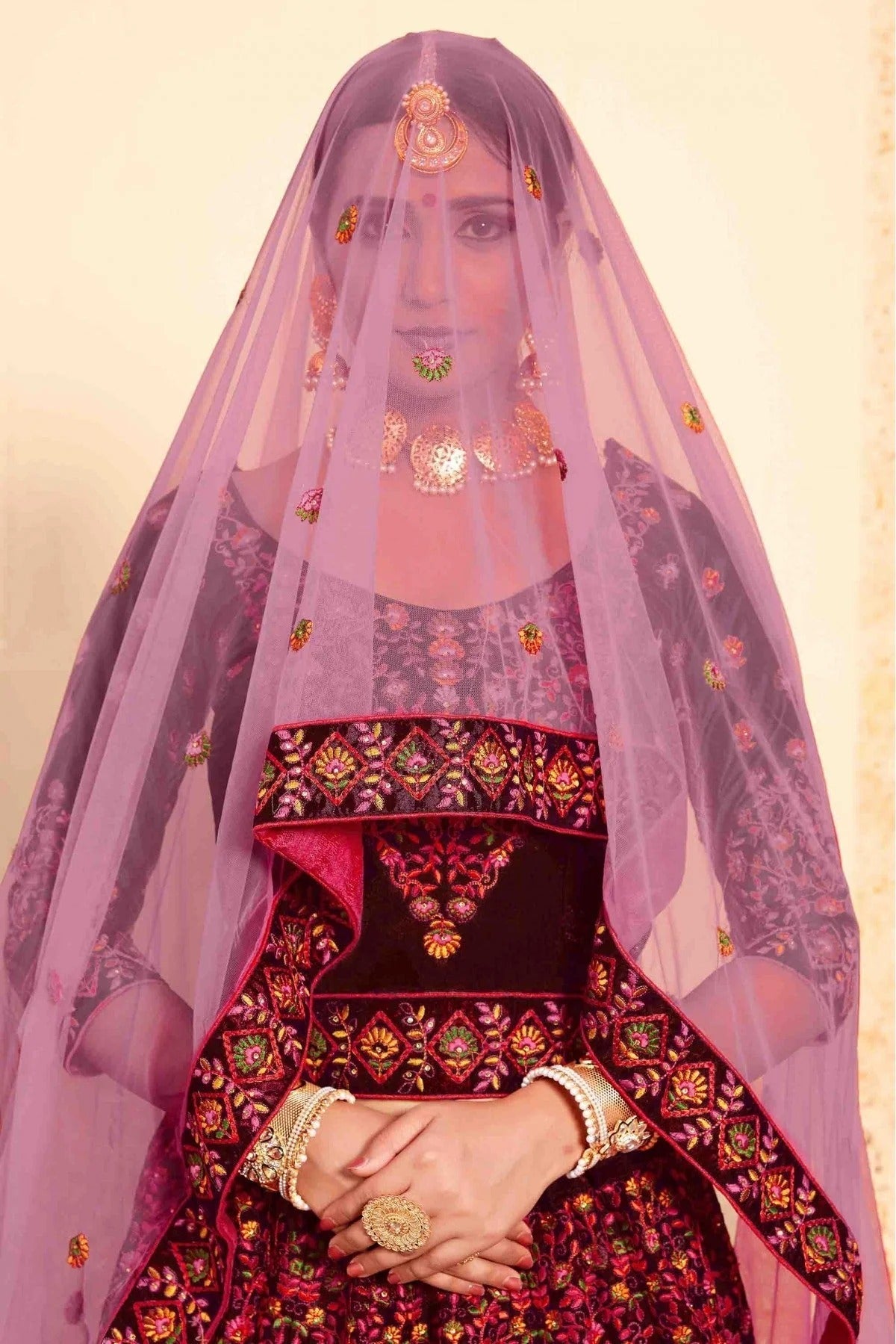 Maroon Satin Embroidery Lehenga Choli NCLC10810446