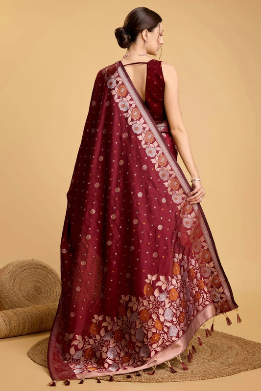 Maroon Silk Saree NCSD11112581