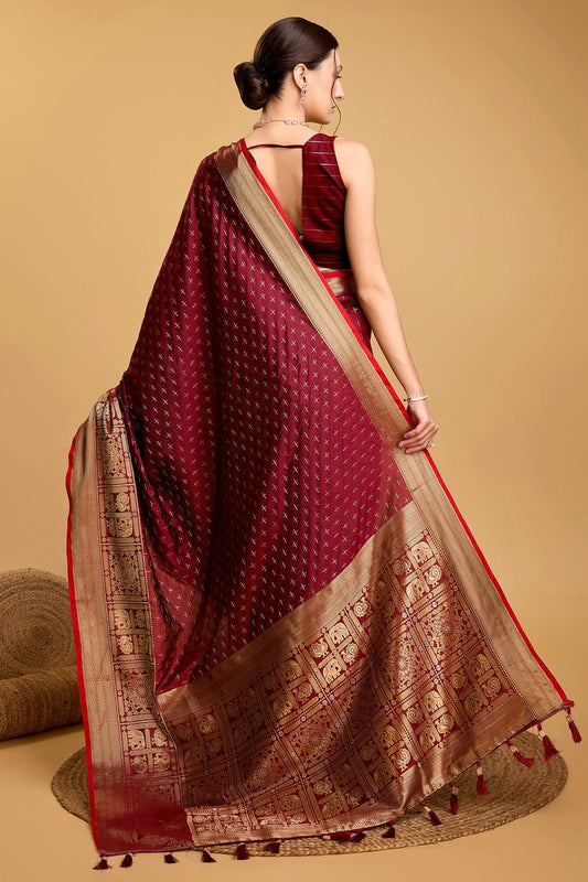 Maroon Soft Silk Saree NCSD11112558