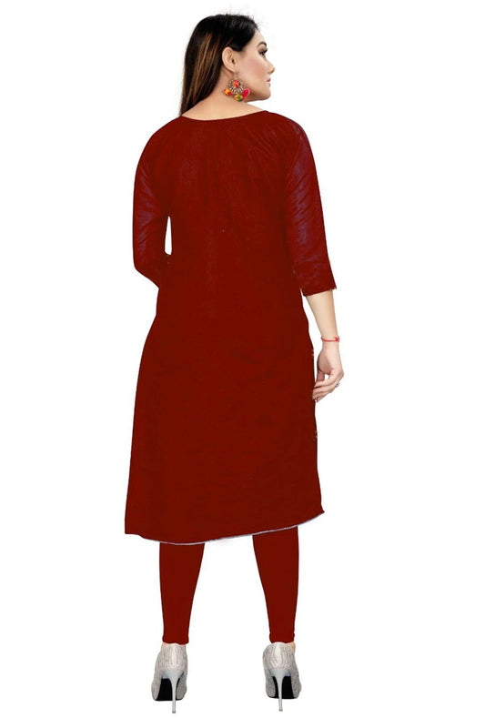 Maroon Unstitched Chanderi Straight Suit NCUS11610448