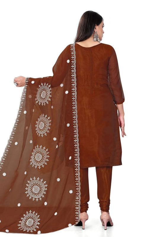 Maroon Unstitched Organza Churidar Suit NCUS11610460
