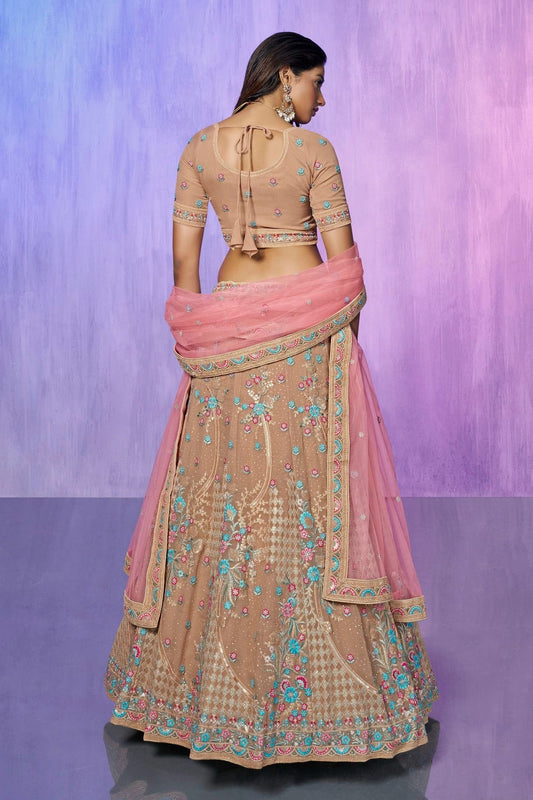 Mauve Embroidery Georgette Lehenga Choli NCLD10810309