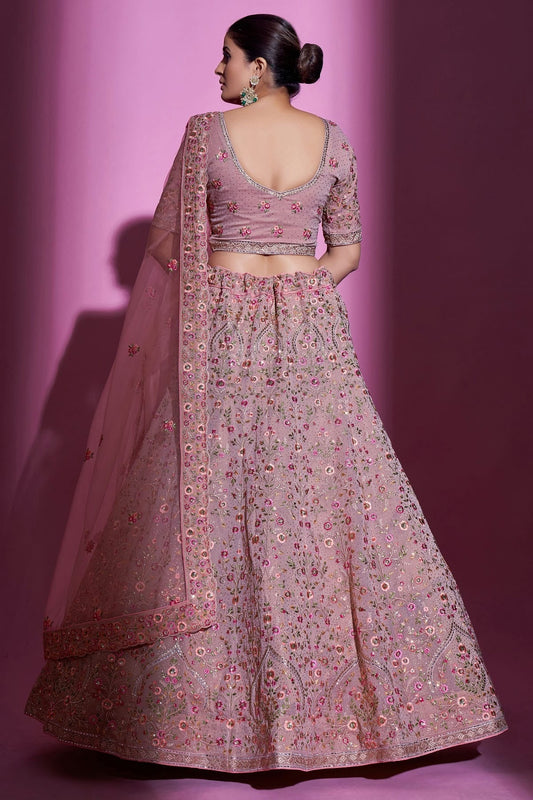 Mauve Embroidery Georgette Lehenga Choli NCLD10810331