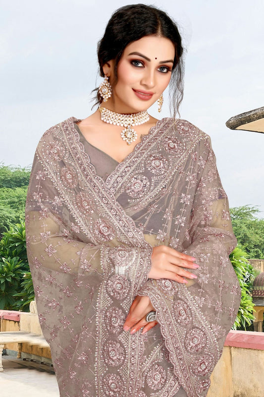 Mauve Net Saree NCSD10910446