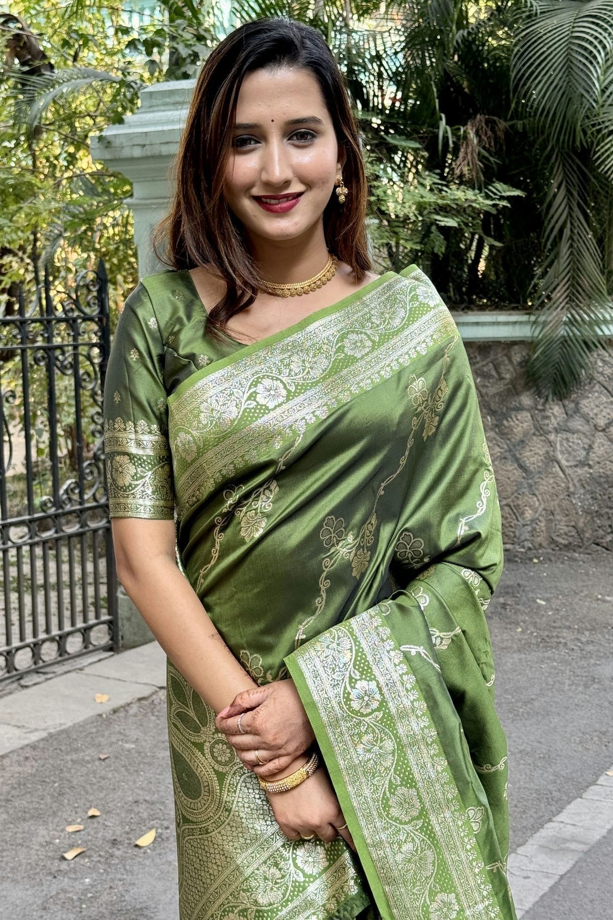 Mehendi Green Banarasi Silk Traditional Saree NCSD11111627