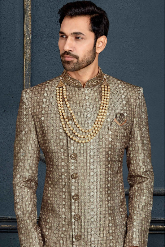 Multi Banarasi Jacquard Sherwani NCSH10410473