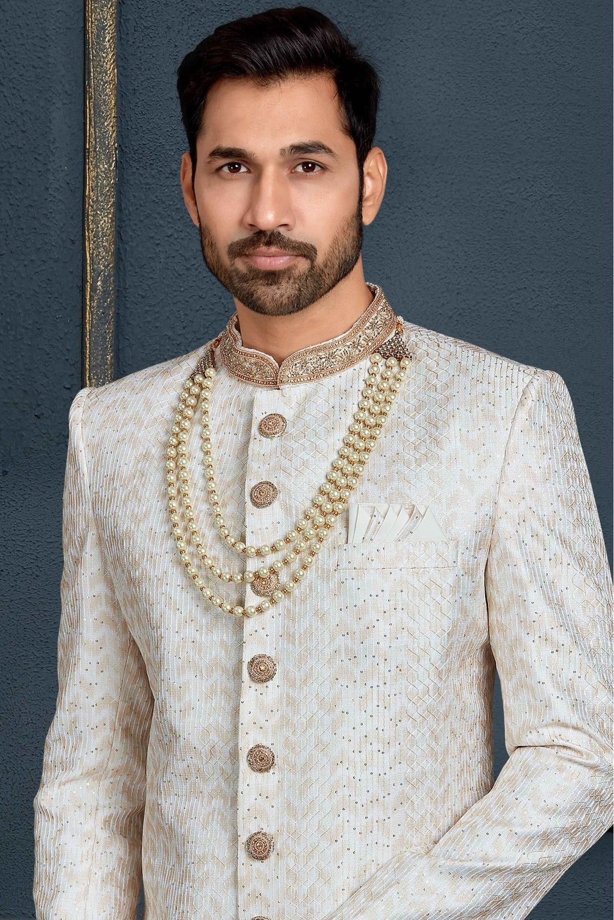 Multi Banarasi Jacquard Sherwani NCSH10410476
