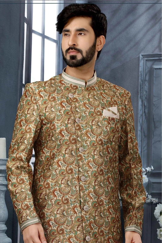 Multi Jacquard Digital Print Sherwani NCSH10410480
