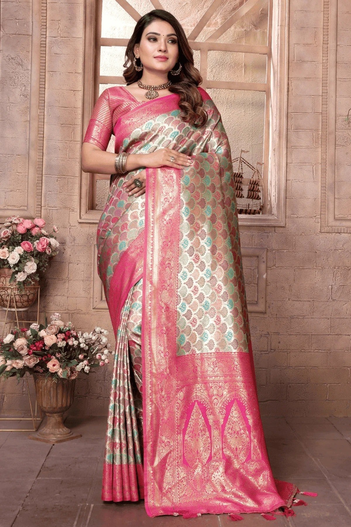 Multi Woven Banarasi Silk Traditional Saree NCSD12510196