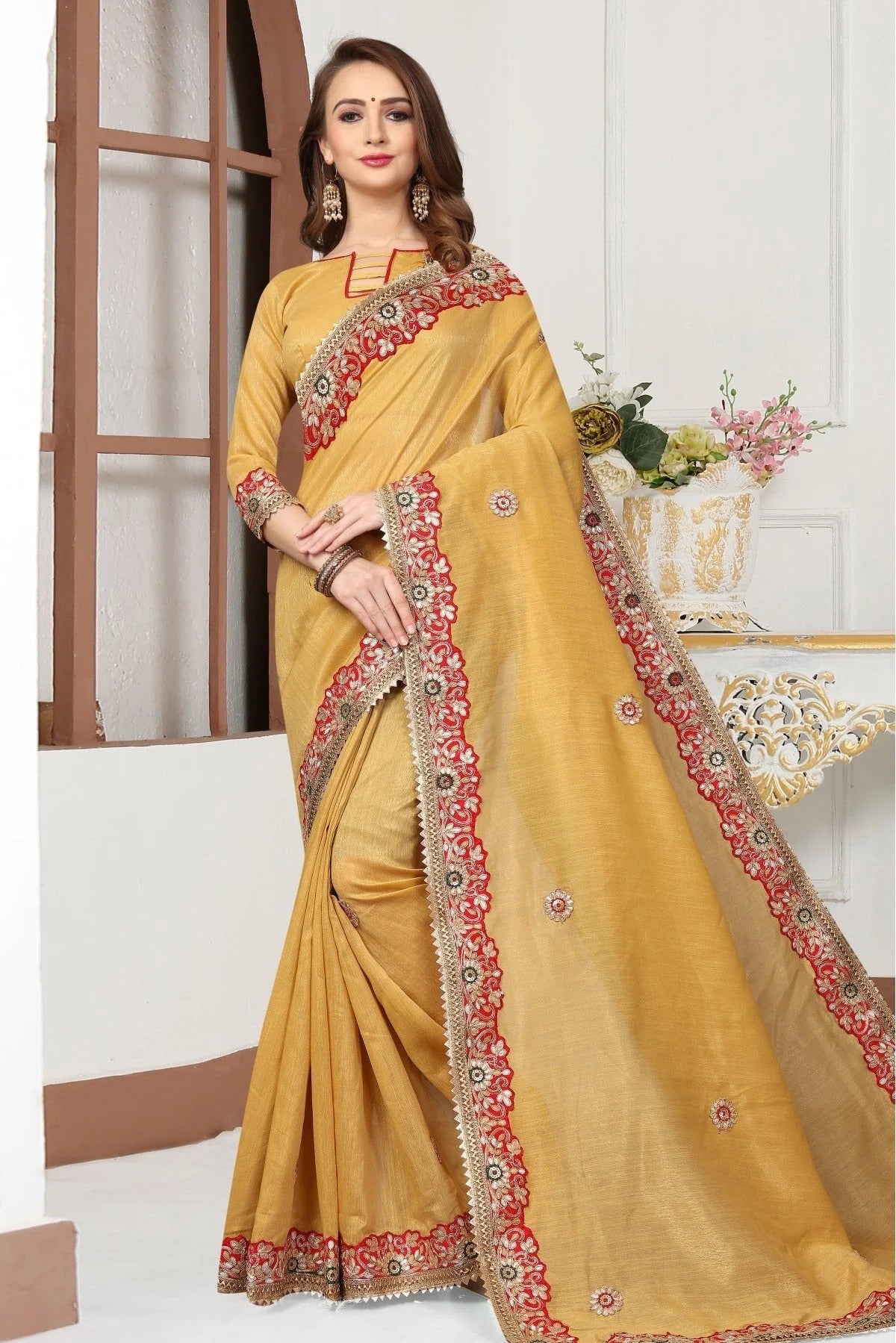 Mustard Art Silk Embroidery Saree NCSD11210570