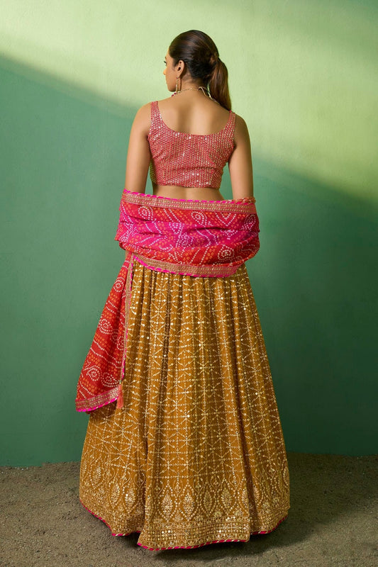 Mustard Embroidery Georgette Lehenga Choli NCLD10810267