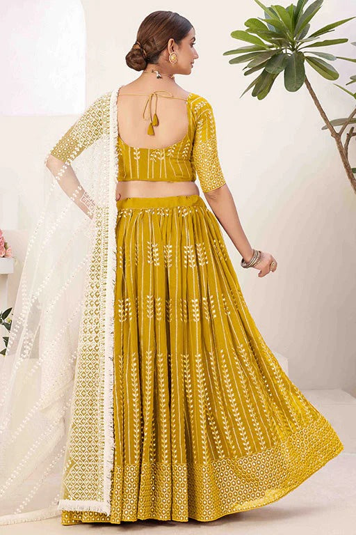 Mustard Georgette Designer Lehenga Choli NCLC12410101