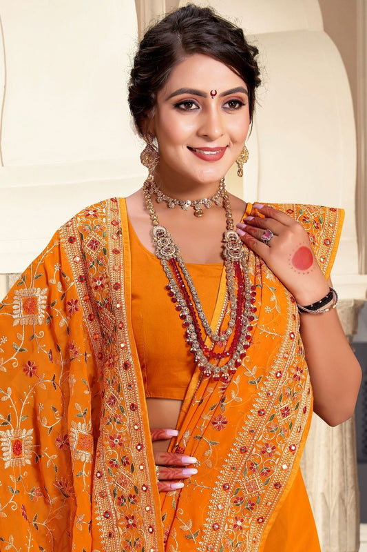 Mustard Georgette Designer Saree NCLC11210302