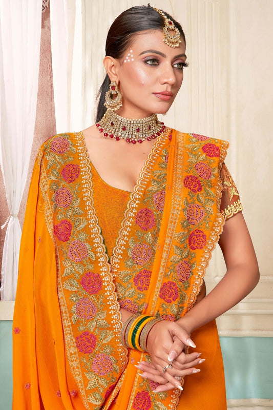 Mustard Georgette Designer Saree NCLC11210359