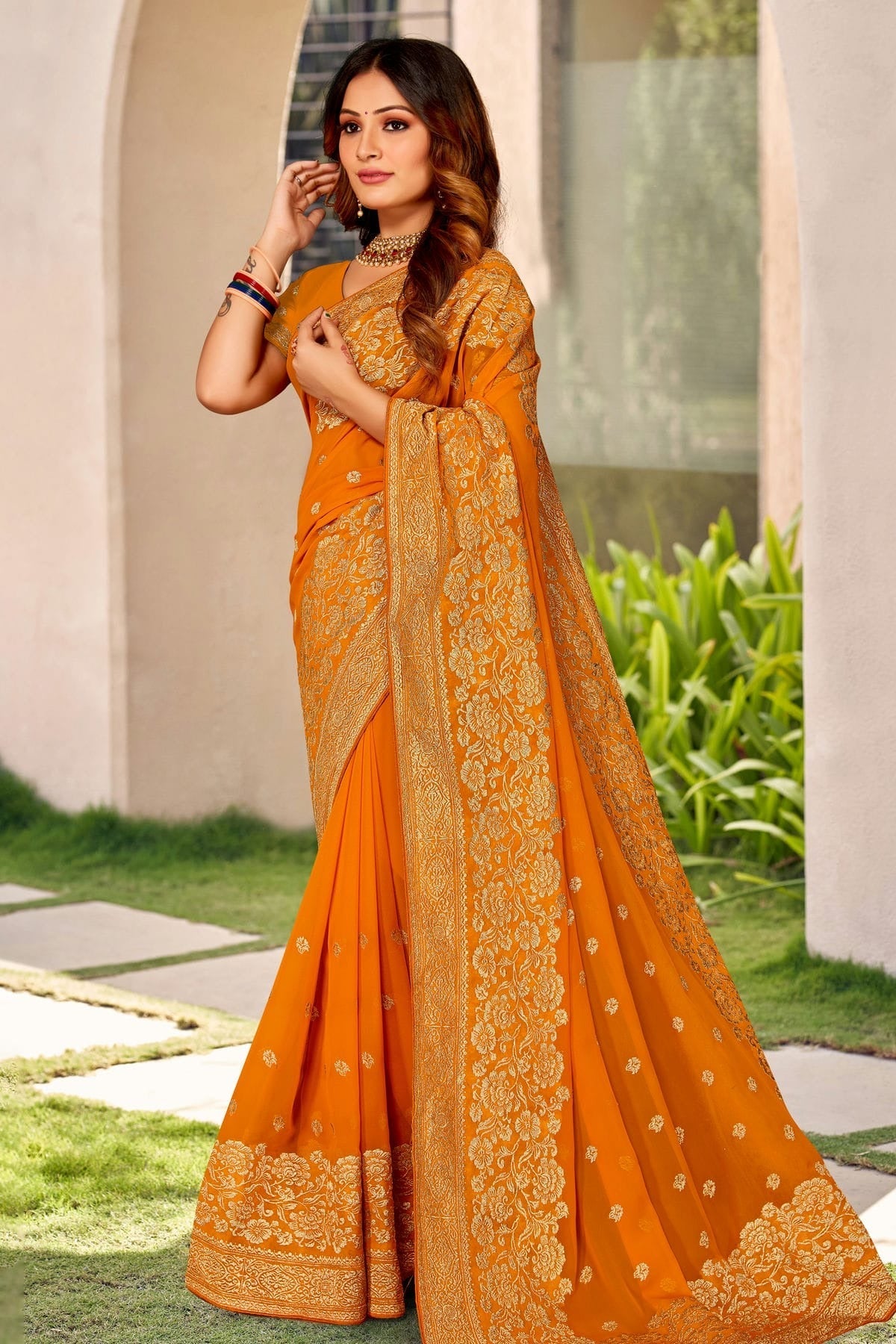 Mustard Georgette Designer Saree NCLC11210394