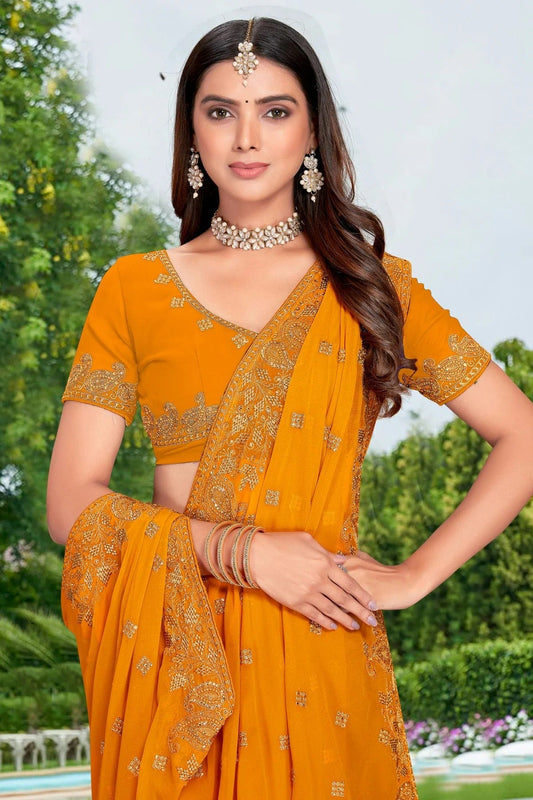 Mustard Georgette Designer Saree NCLC11210478