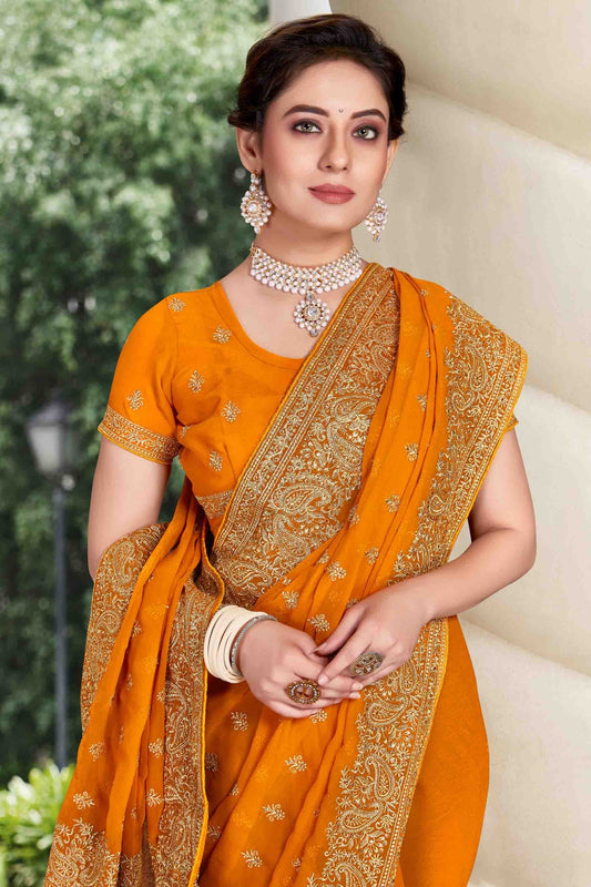 Mustard Georgette Designer Saree NCSD11210896