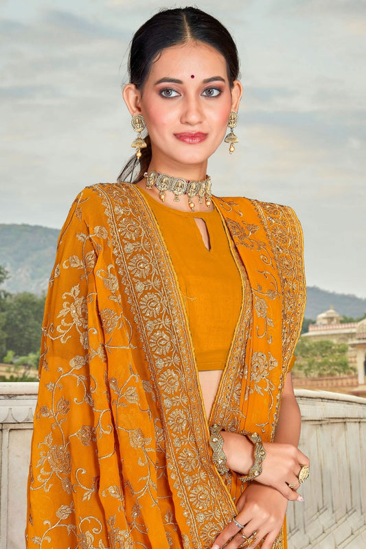 Mustard Georgette Saree NCSD10910382