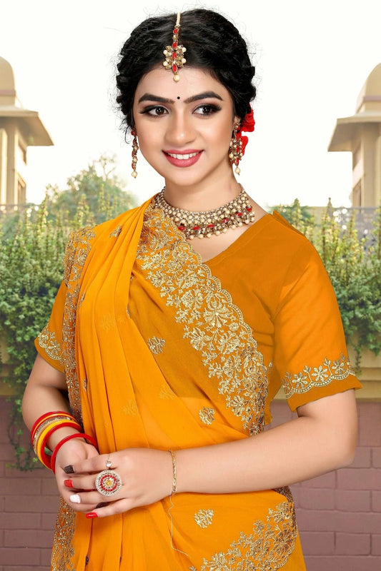 Mustard Georgette Saree NCSD10910403