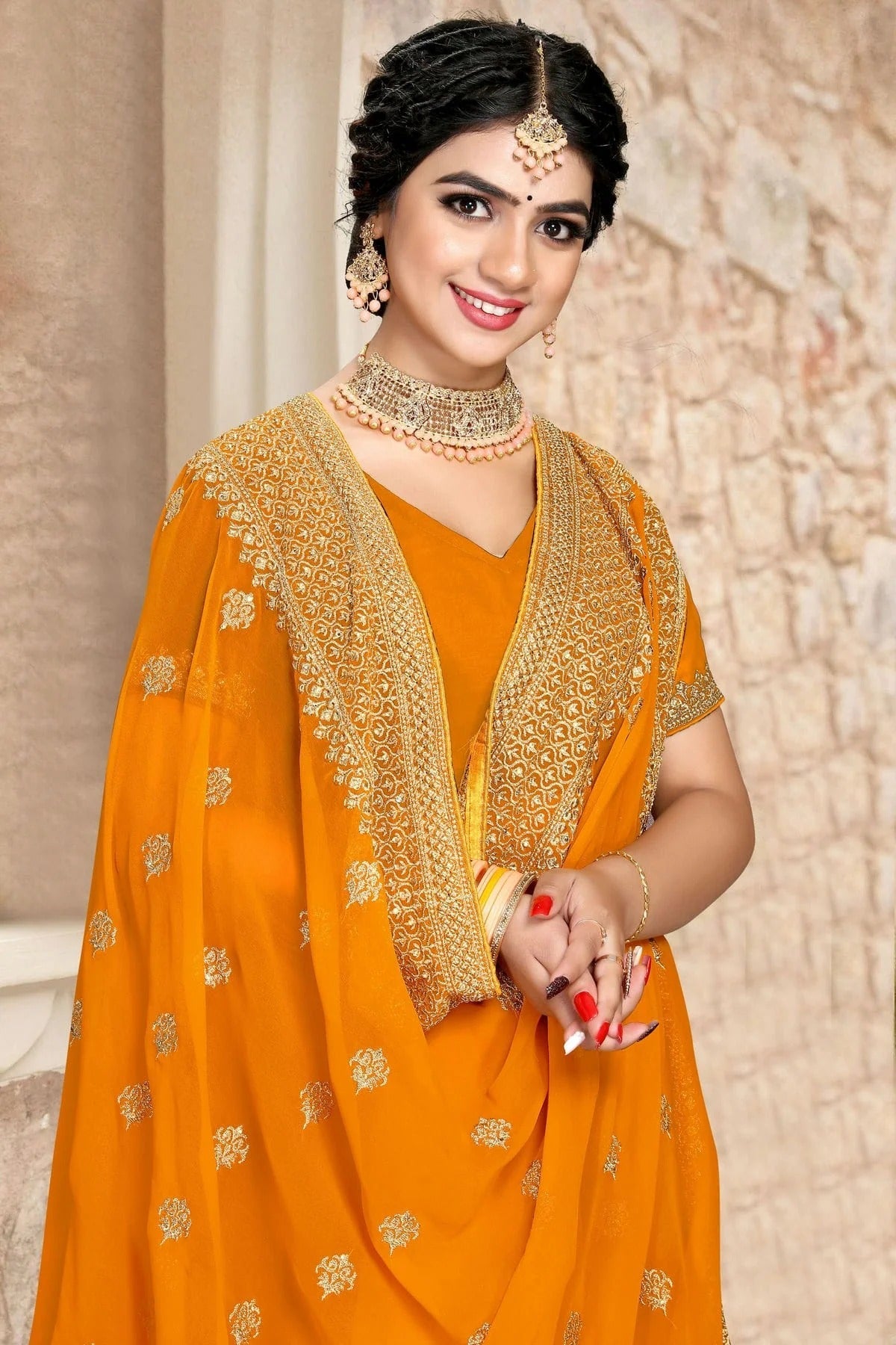 Mustard Georgette Saree NCSD10910410