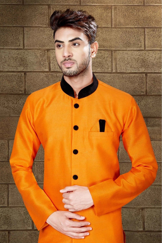 Mustard Malbari Silk Indo Western NCSH10410325