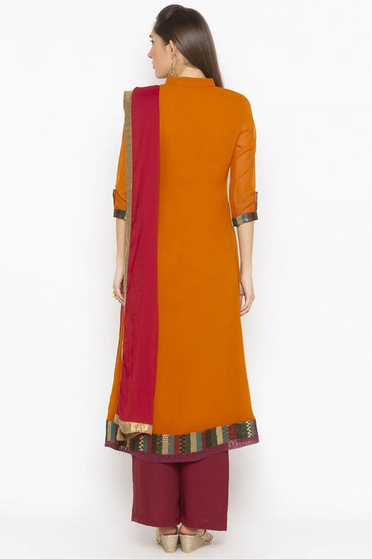 Mustard Plus Size Georgette Embroidery Palazzo Pant Suit NCSS10710619