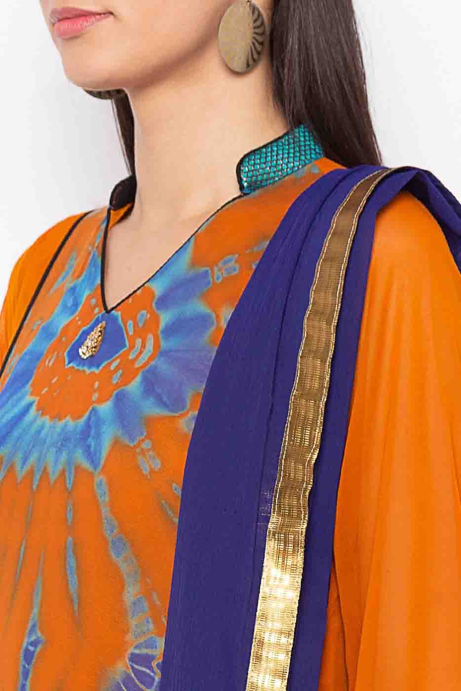 Mustard Plus Size Stitched Georgette Embroidery Pant Style Suit NCSS10710518