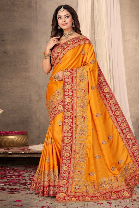 Mustard Satin Designer Saree NCSD11210718