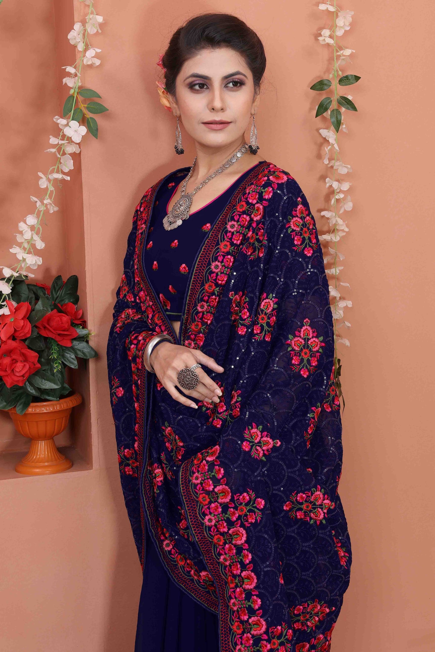 Navy Blue Georgette Designer Saree NCSD10910729