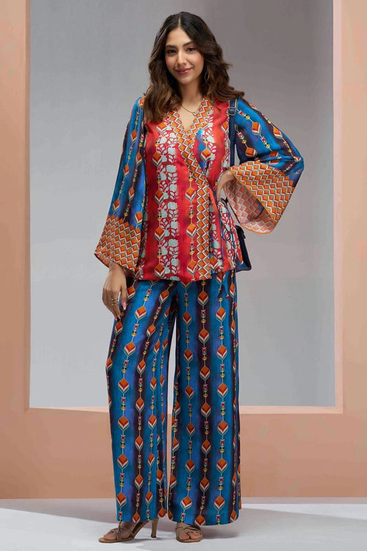 Navy Blue Muslin Silk Co-Ord Set NCTP10810110
