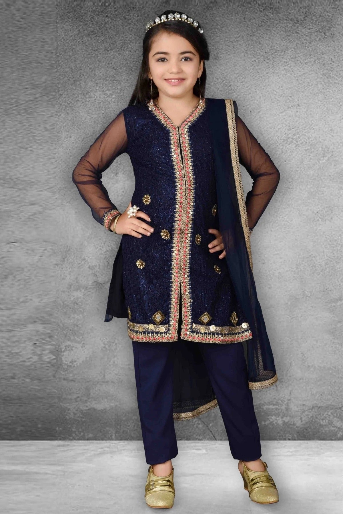 Navy Blue Net Embroidery Salwar SuitSet NCGW10710801
