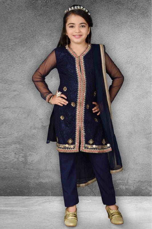 Navy Blue Net Embroidery Salwar SuitSet NCGW10710801