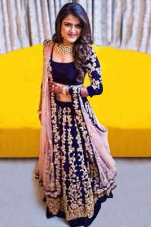 Navy Blue Taffeta Silk Lehenga Choli NCLC10210102