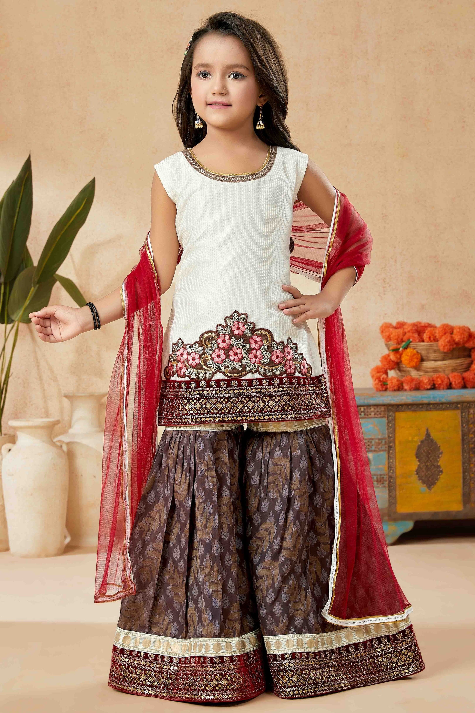 Off White Art Silk Sharara Suit NCGW10710818