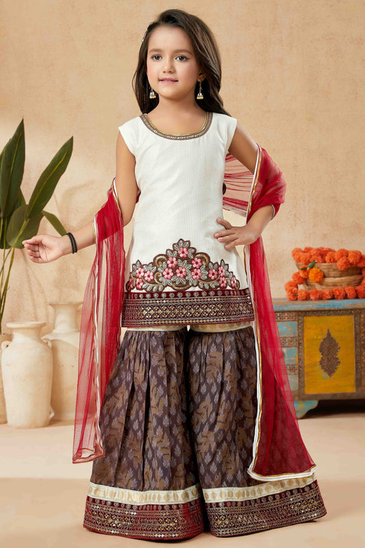 Off White Art Silk Sharara Suit NCGW10710818