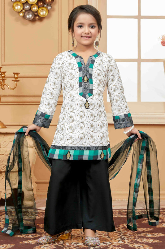 Off White Cotton Palazzo Pant Suit NCGW10710815