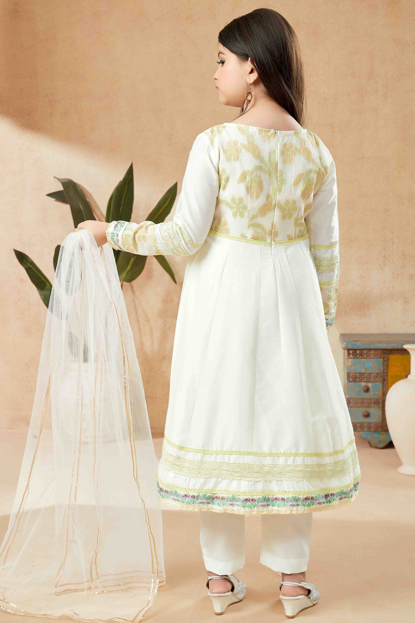Off White Cotton Silk Pant Style Suit NCGW10710853
