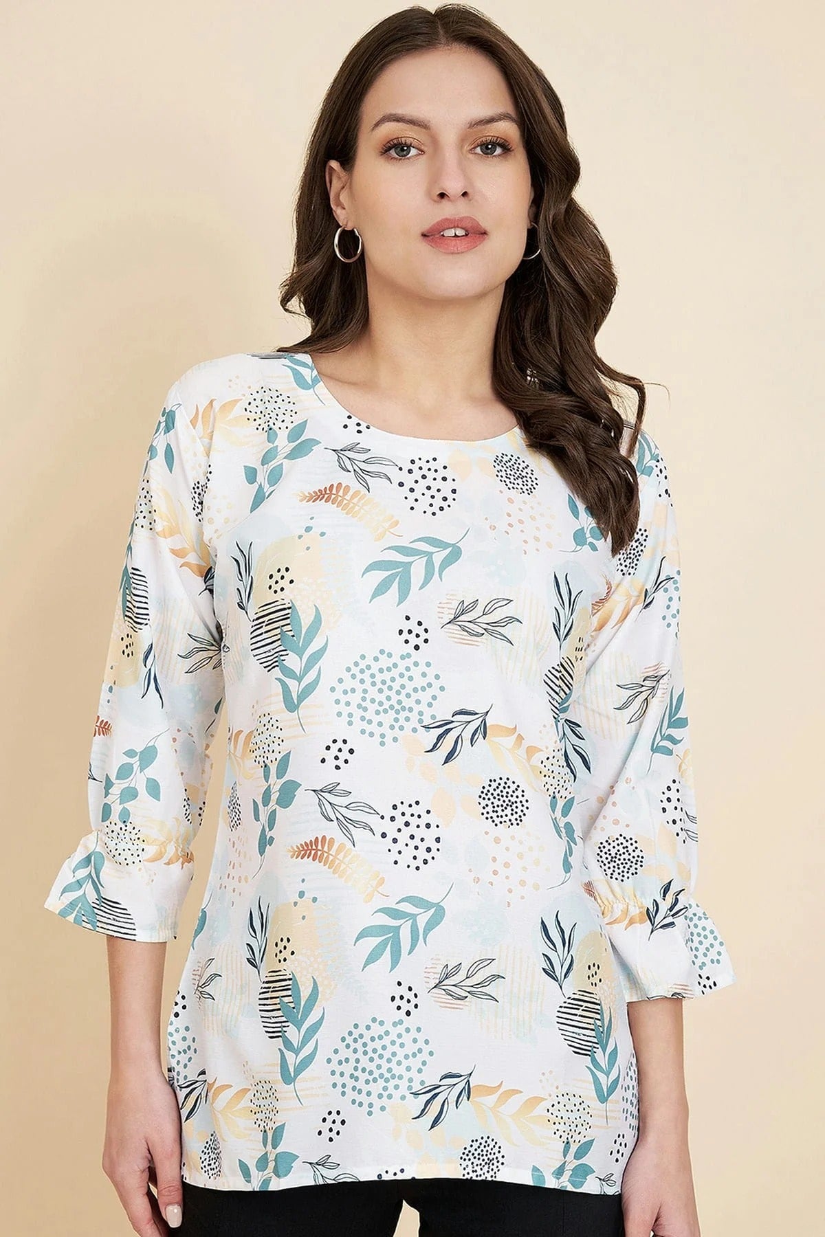 Off White Crush Crepe Readymade Top  NCTP11112269